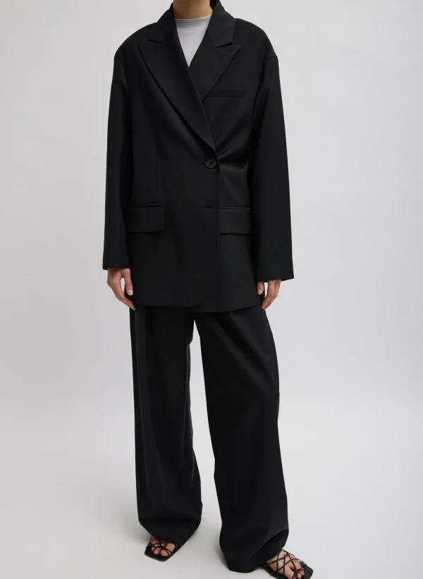 Tibi Tropical Wool Liam Blazer Black New
