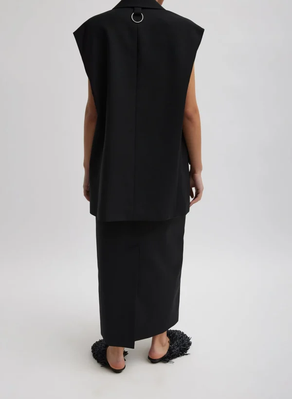 Tibi Tropical Wool Liam Vest Black Cheap