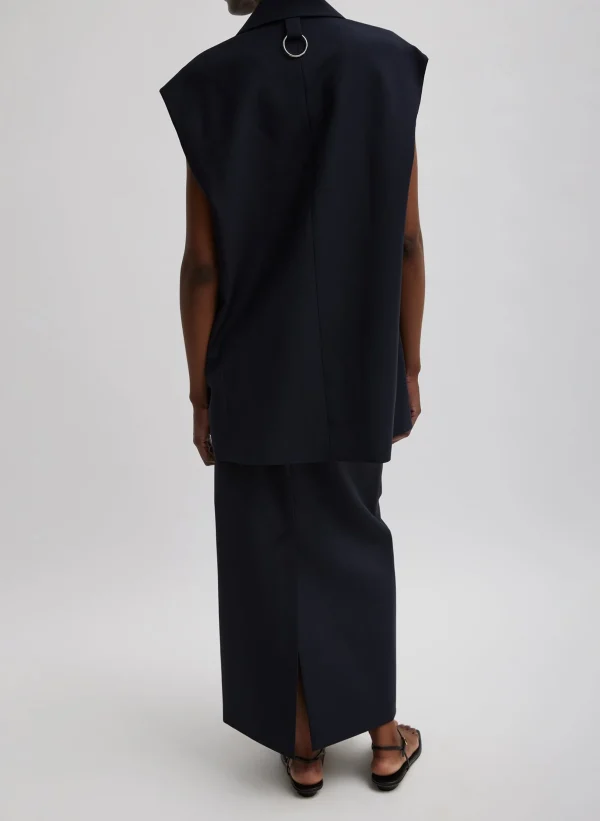 Tibi Tropical Wool Liam Vest Navy New