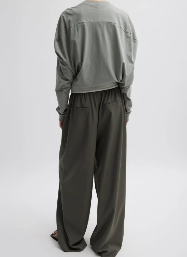 Tibi Tropical Wool Marit Pull On Pant Dark Stone Discount