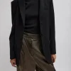Tibi Tropical Wool Max Blazer Black Cheap