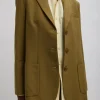 Tibi Tropical Wool Max Blazer Dark Hazel Shop