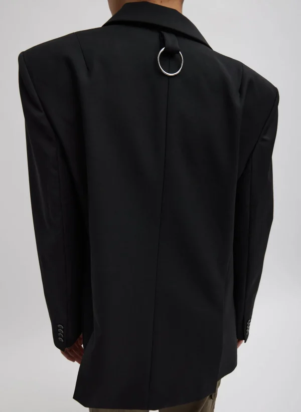 Tibi Tropical Wool Max Blazer Black Cheap