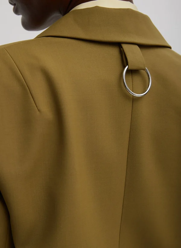 Tibi Tropical Wool Max Blazer Dark Hazel Shop