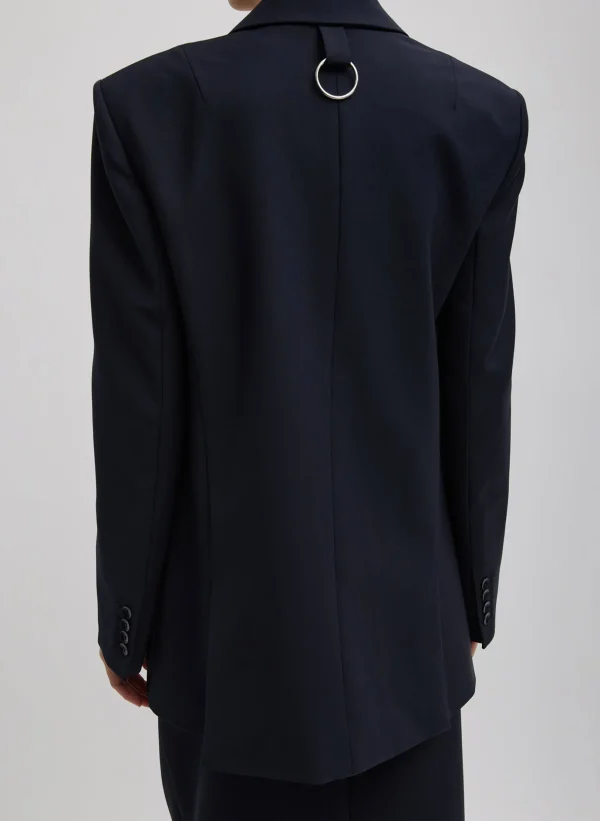 Tibi Tropical Wool Max Blazer Navy New