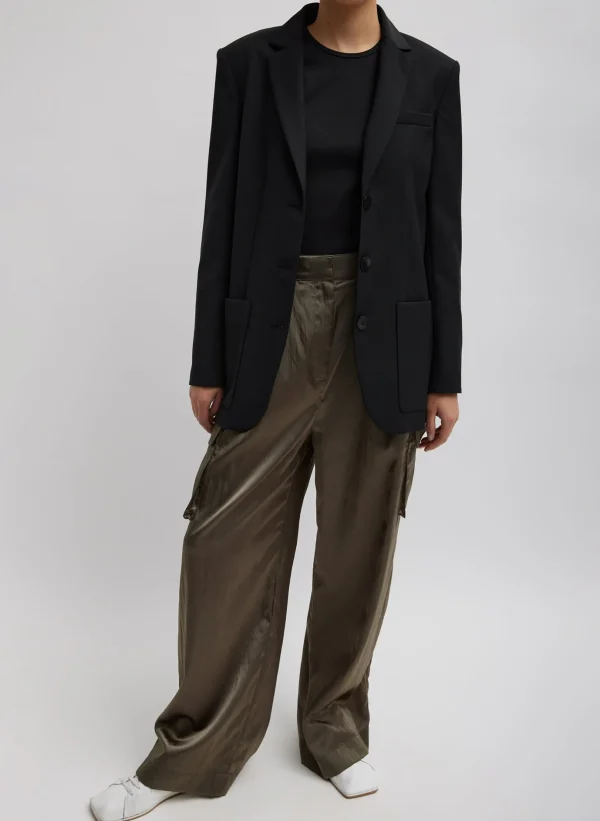 Tibi Tropical Wool Max Blazer Black Cheap