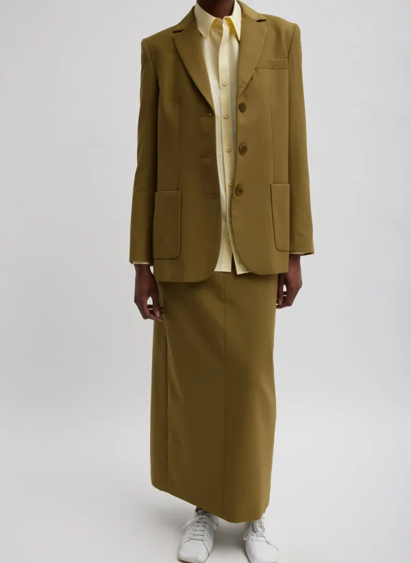 Tibi Tropical Wool Max Blazer Dark Hazel Shop