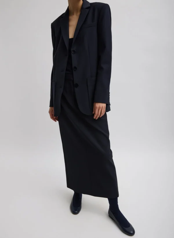 Tibi Tropical Wool Max Blazer Navy New