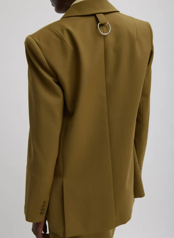 Tibi Tropical Wool Max Blazer Dark Hazel Shop