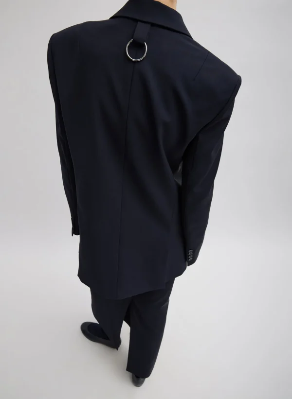 Tibi Tropical Wool Max Blazer Navy New