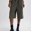 Tibi Tropical Wool Relaxed Cargo Short Dark Stone Best