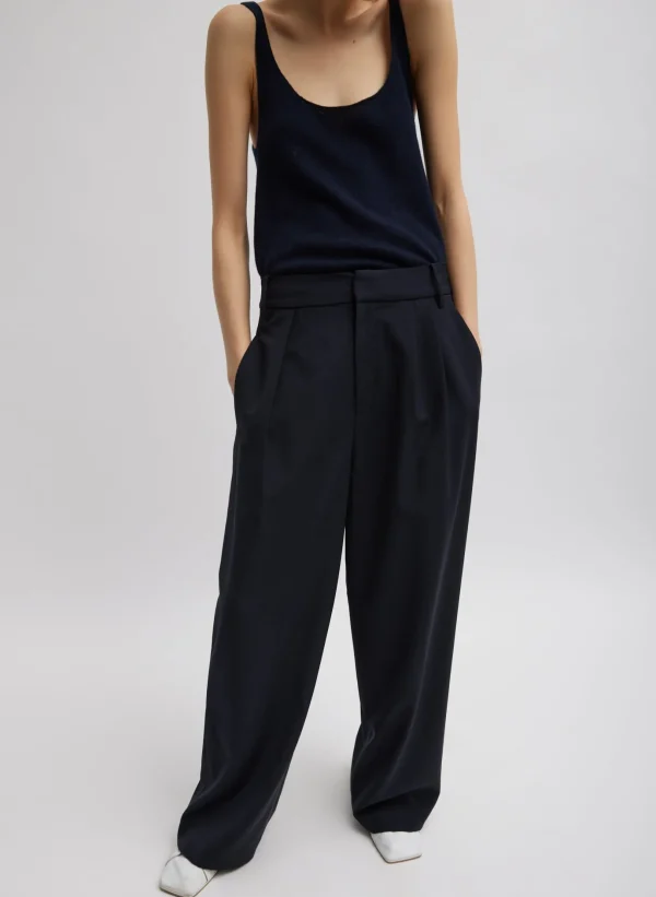 Tibi Tropical Wool Stella Pant Navy Cheap