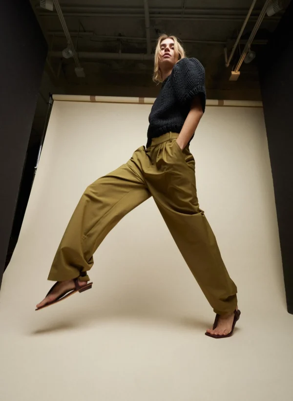 Tibi Tropical Wool Stella Pant Dark Hazel Clearance