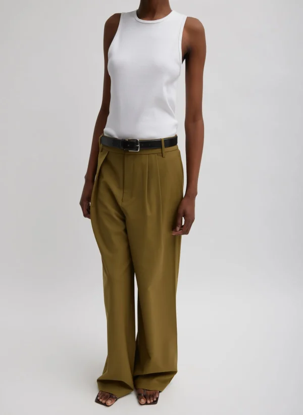 Tibi Tropical Wool Stella Pant Dark Hazel Clearance
