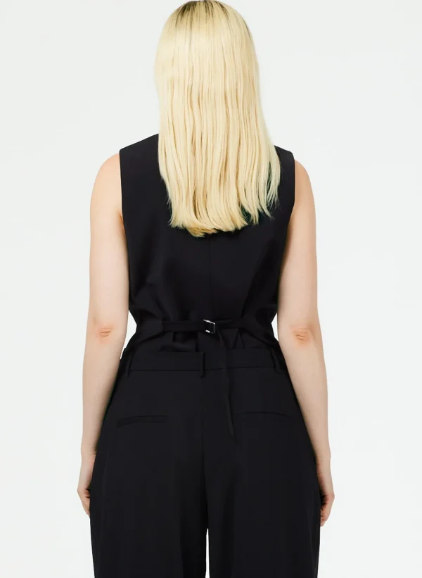 Tibi Tropical Wool Vest Black Online