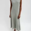 Tibi T-Shirt Sleeveless Dress Pumice Grey New