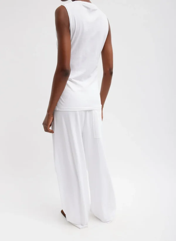 Tibi T-Shirting Shirred Crewneck Top White Flash Sale