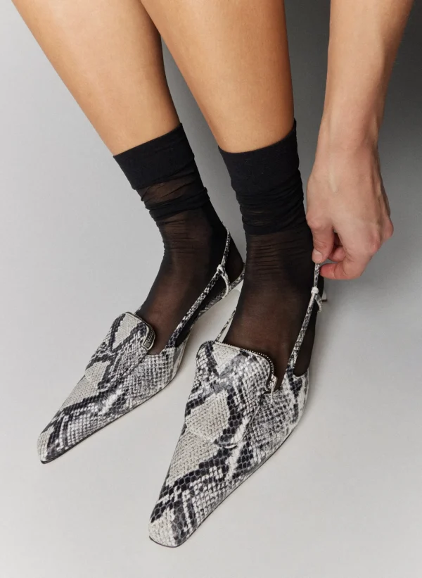 Tibi Victor Embossed Snake Slingback Grey Embossed Snake Fashion