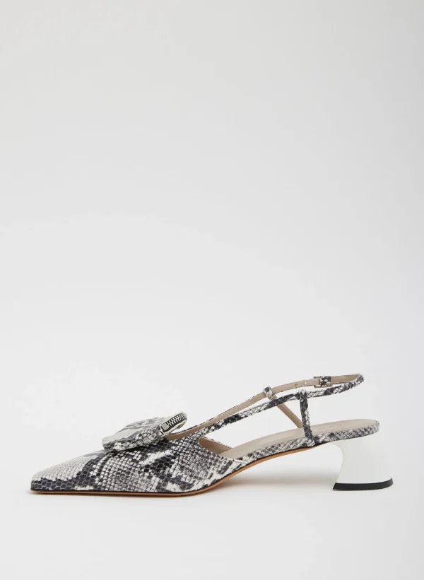 Tibi Victor Embossed Snake Slingback Grey Embossed Snake Fashion