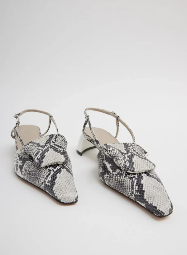 Tibi Victor Embossed Snake Slingback Grey Embossed Snake Fashion