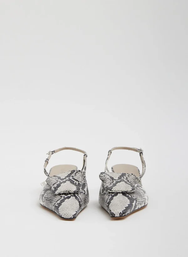 Tibi Victor Embossed Snake Slingback Grey Embossed Snake Fashion