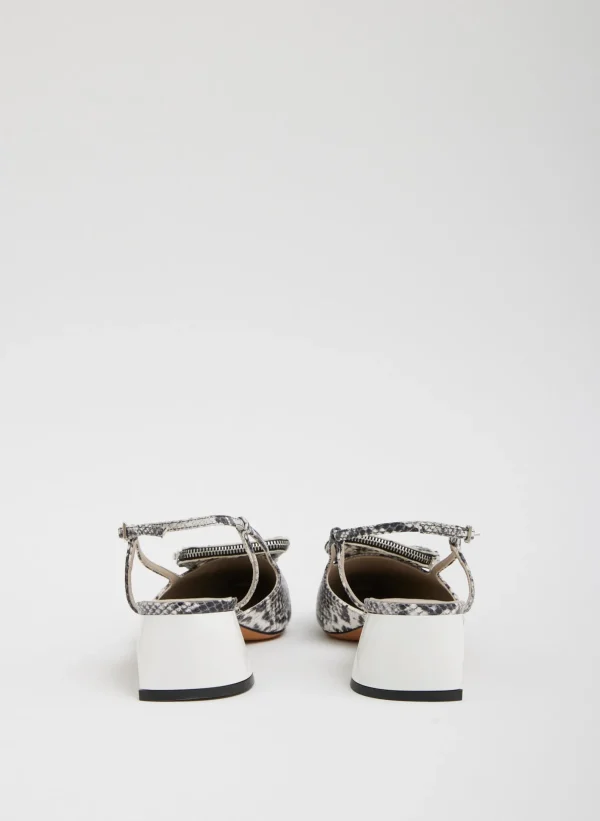 Tibi Victor Embossed Snake Slingback Grey Embossed Snake Fashion