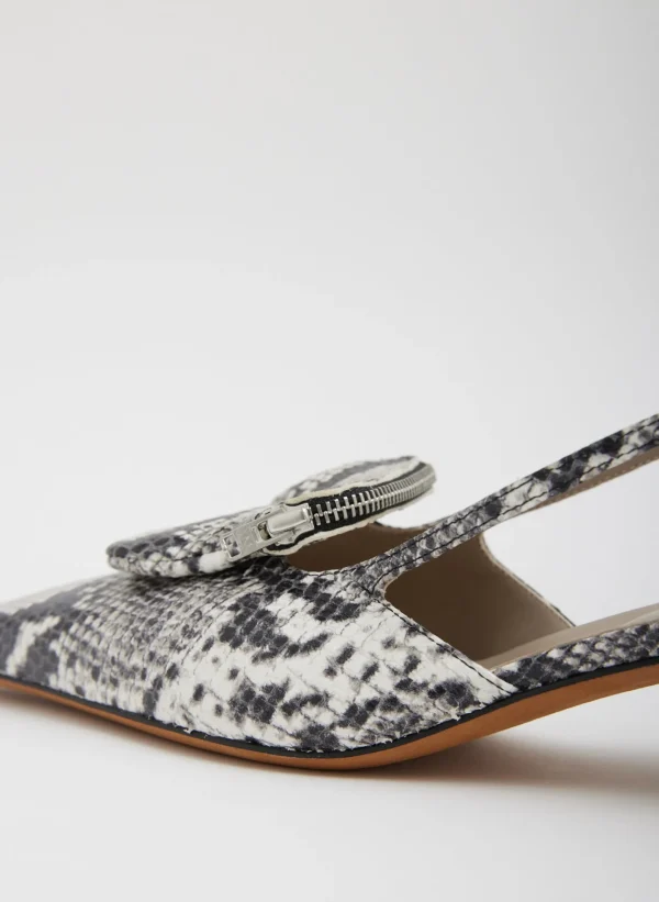 Tibi Victor Embossed Snake Slingback Grey Embossed Snake Fashion