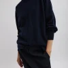 Tibi Washable Cashmere Crewneck Sweater Navy Cheap