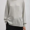 Tibi Washable Cashmere Crewneck Sweater Light Heather Grey Sale