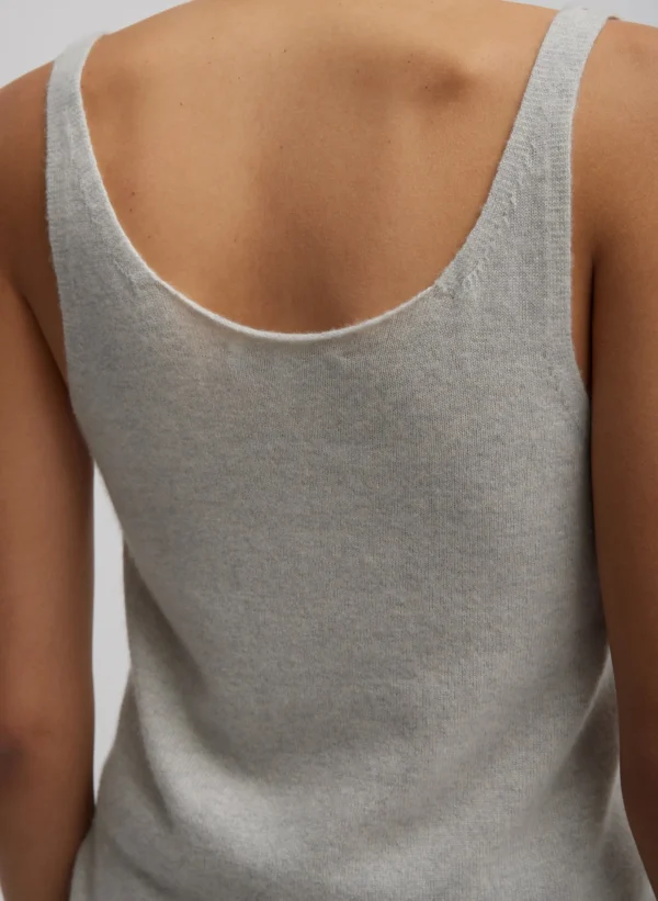 Tibi Washable Cashmere Tank Sweater Light Heather Grey Best Sale